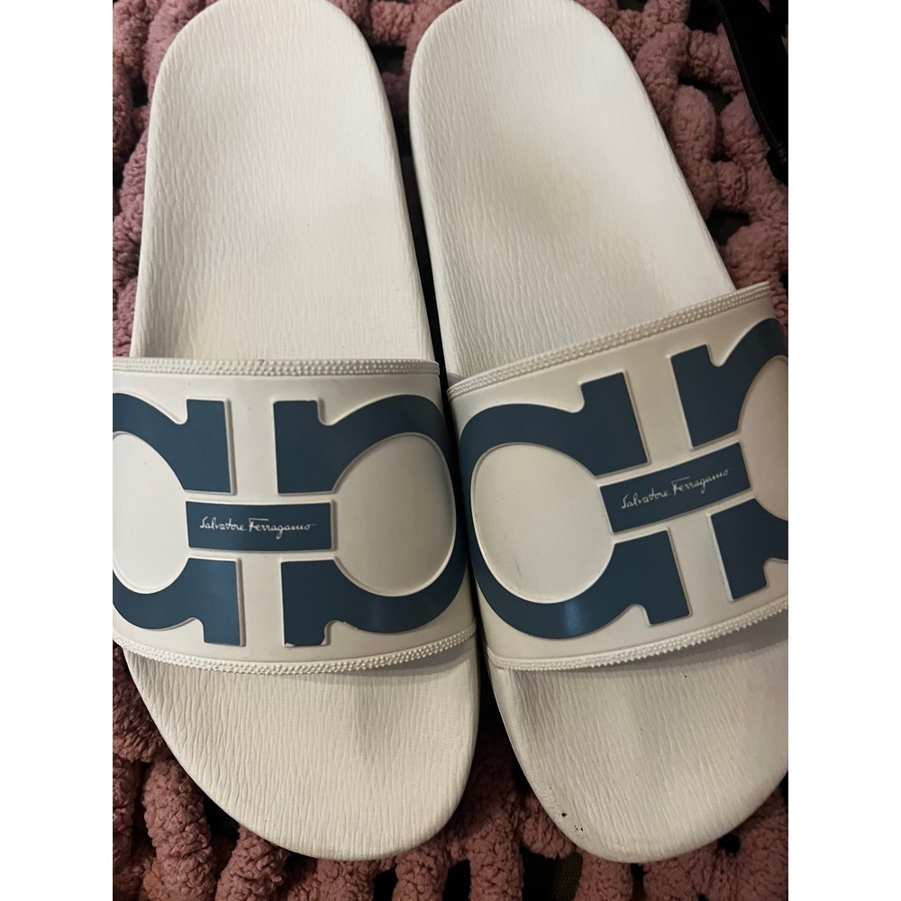 Salvatore Ferragamo Groove Men's Sandals Size 11 Slide White